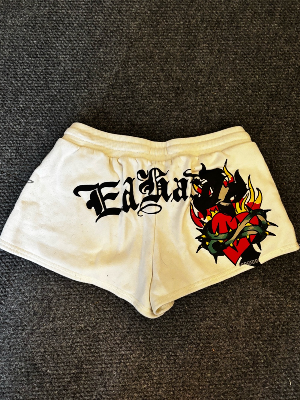 Ed Hardy White Sacred Fleece Shorts